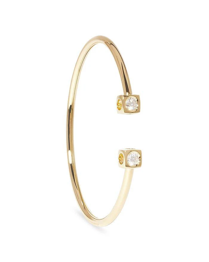 Dinh Van 18K Yellow Gold Le Cube Diamant Diamond Cube Set Wire Cuff Bracelet