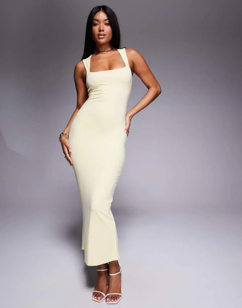 Oh Polly Oh Polly Ainslee jersey midaxi dress in pastel yellow 4