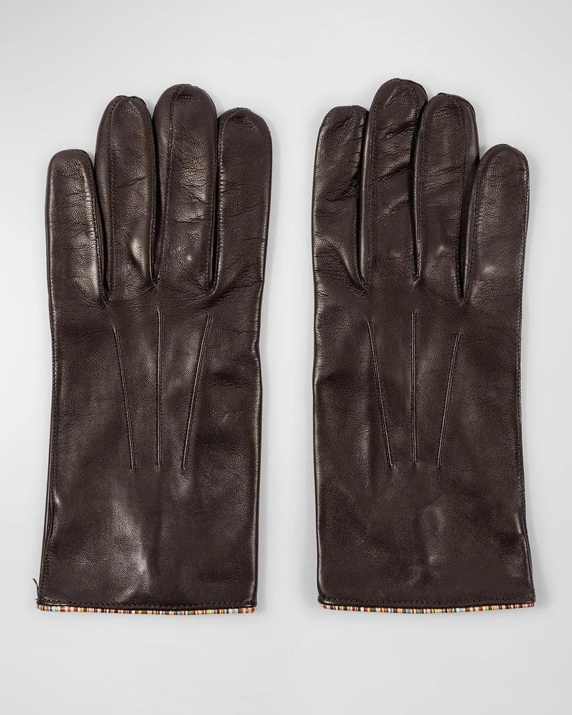 Paul Smith Men's Striped-Piping Leather Gloves 1