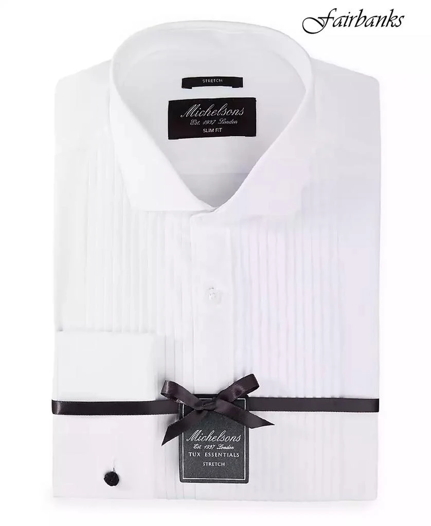 MICHELSONS OF LONDON Stretch Pleated Bib French Cuff Tuxedo Shirt, Regular & Slim Fit 1