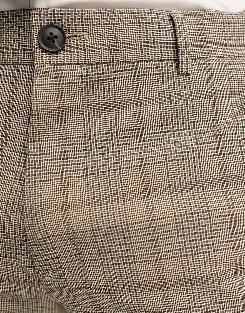 Selected Homme Selected Homme slim fit suit trouser in beige check 3
