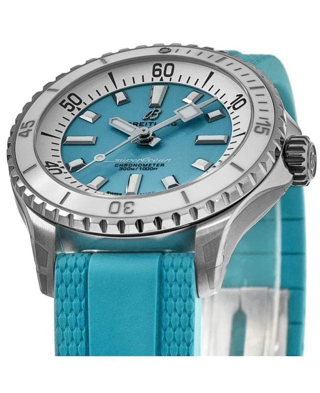 BREITLING Breitling Superocean Automatic 36 Turquoise Dial Rubber Strap Women's Watch A17377211C1S1 2