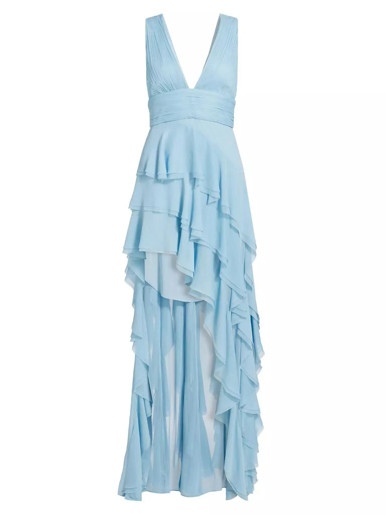 Alice + Olivia Holly Asymmetric Ruffled Maxi Dress 1