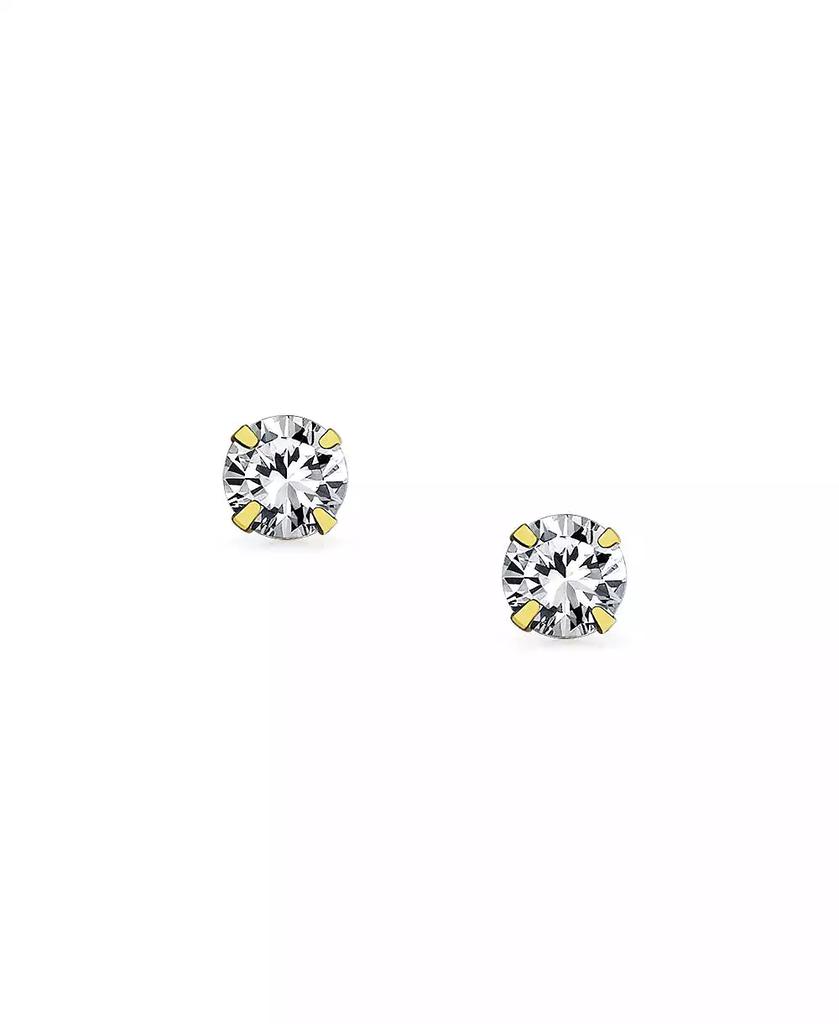 Bling Jewelry Tiny14K Yellow Gold .40CT Tiny Round Cubic Zirconia Solitaire CZ Stud Earrings