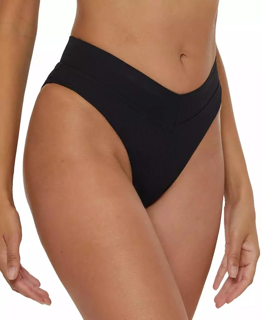 Becca Women's Modern Edge Textured Rib High-Waist Bikini Bottoms 2