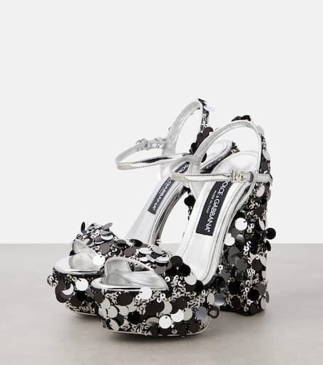 Dolce 
Gabbana Sequined faux leather platform sandals 4