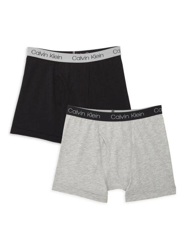 Calvin Klein Boy's 2-Piece Logo Stretch-Cotton Boxer Briefs 1