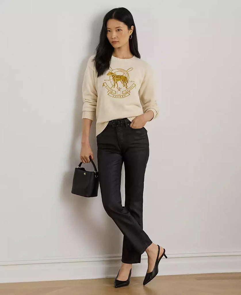 Ralph Lauren Women
s Embroidered Crewneck Knit Sweater 2