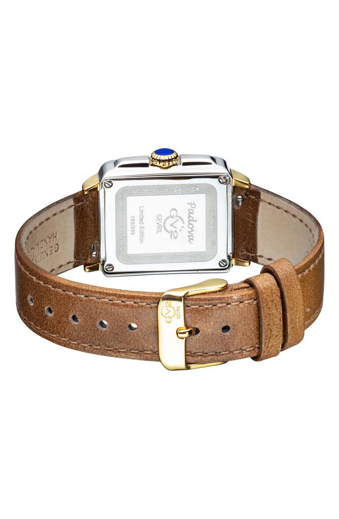 GV2 Padova Diamond Leather Strap Watch, 27mm x 30mm - 0.0116ct.