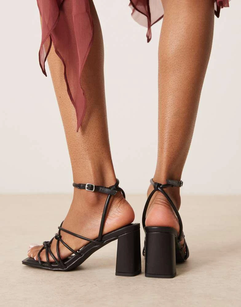 New Look New Look knotted block heeled sandal in black 3