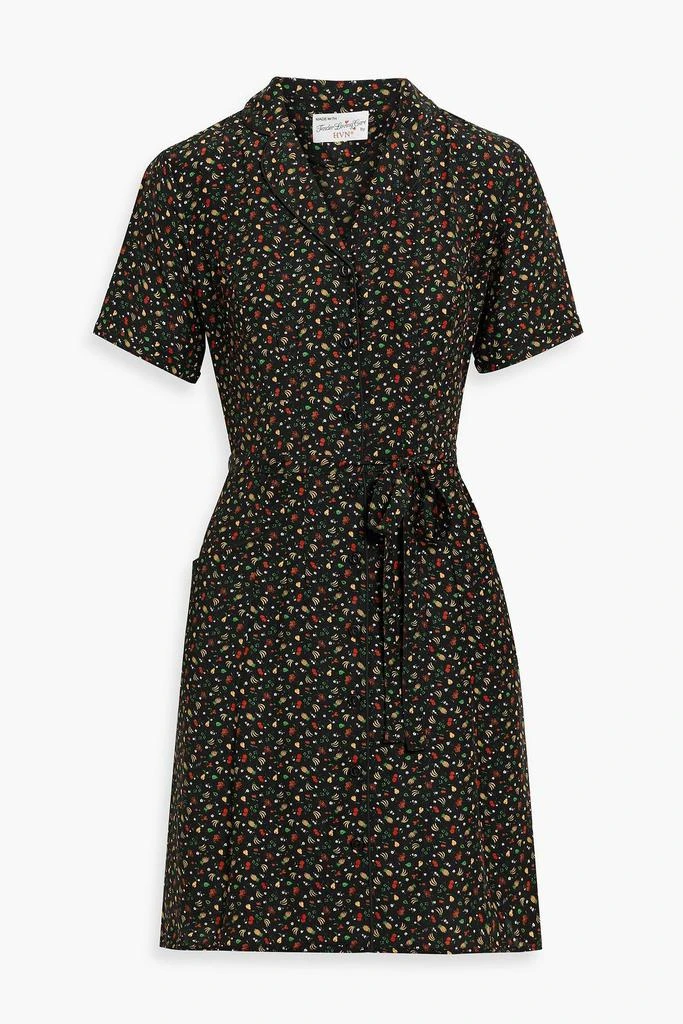 HVN Maria printed silk mini shirt dress 1