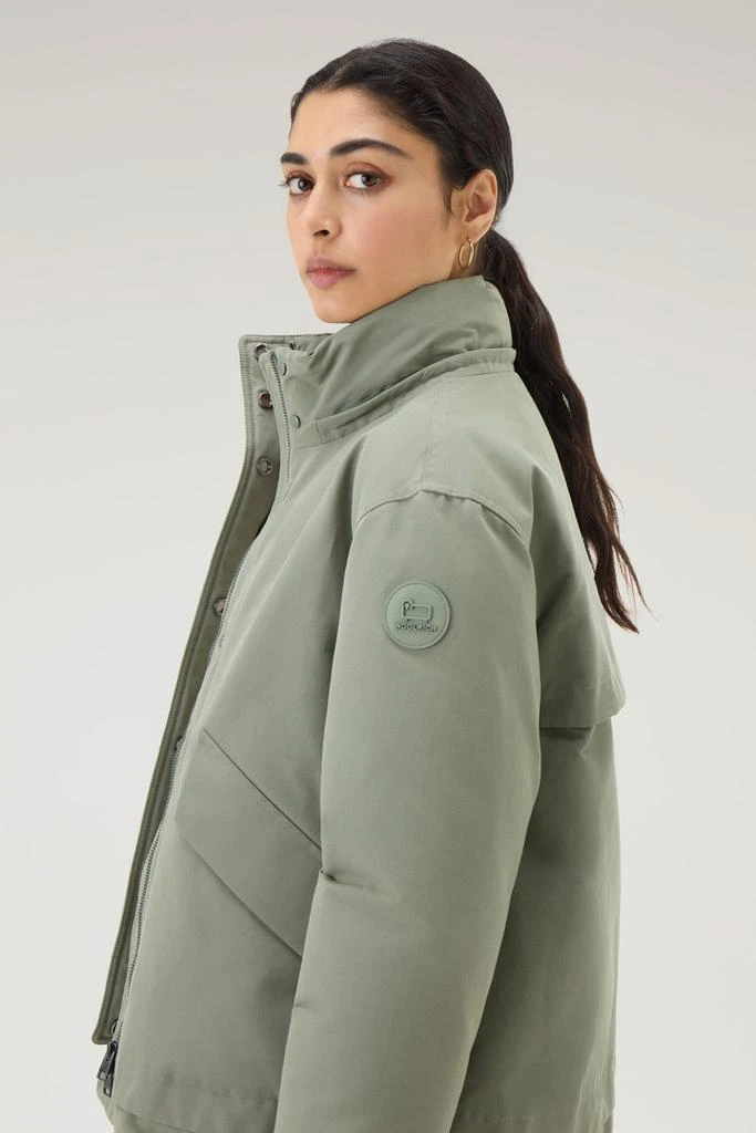 Woolrich Parka in Brushed Ramar Cloth with Detachable Hood - Women - Green 4