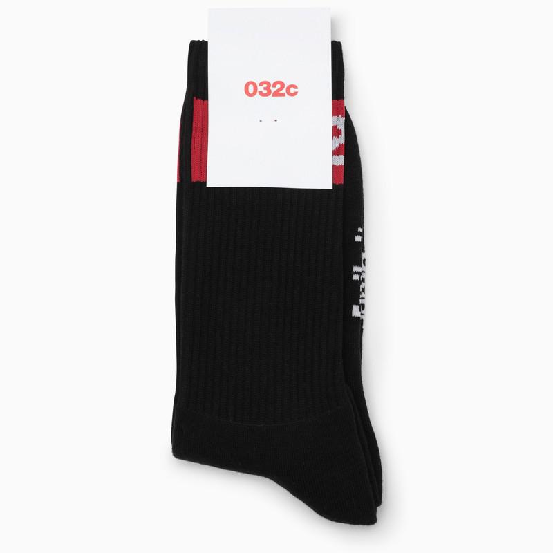 032c Black socks with logo inlay