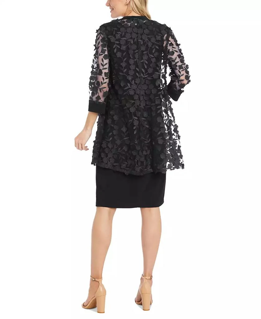 R & M Richards Petite 3D Floral Mesh Jacket & Necklace Dress Set 2