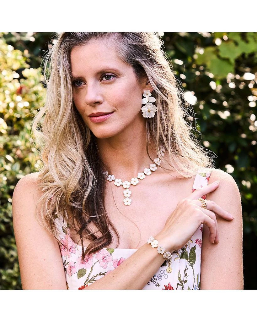 Capucine De Wulf Mermaid Garden Mother Of Pearl Flower Flex Bracelet in 18K Gold Plated 4