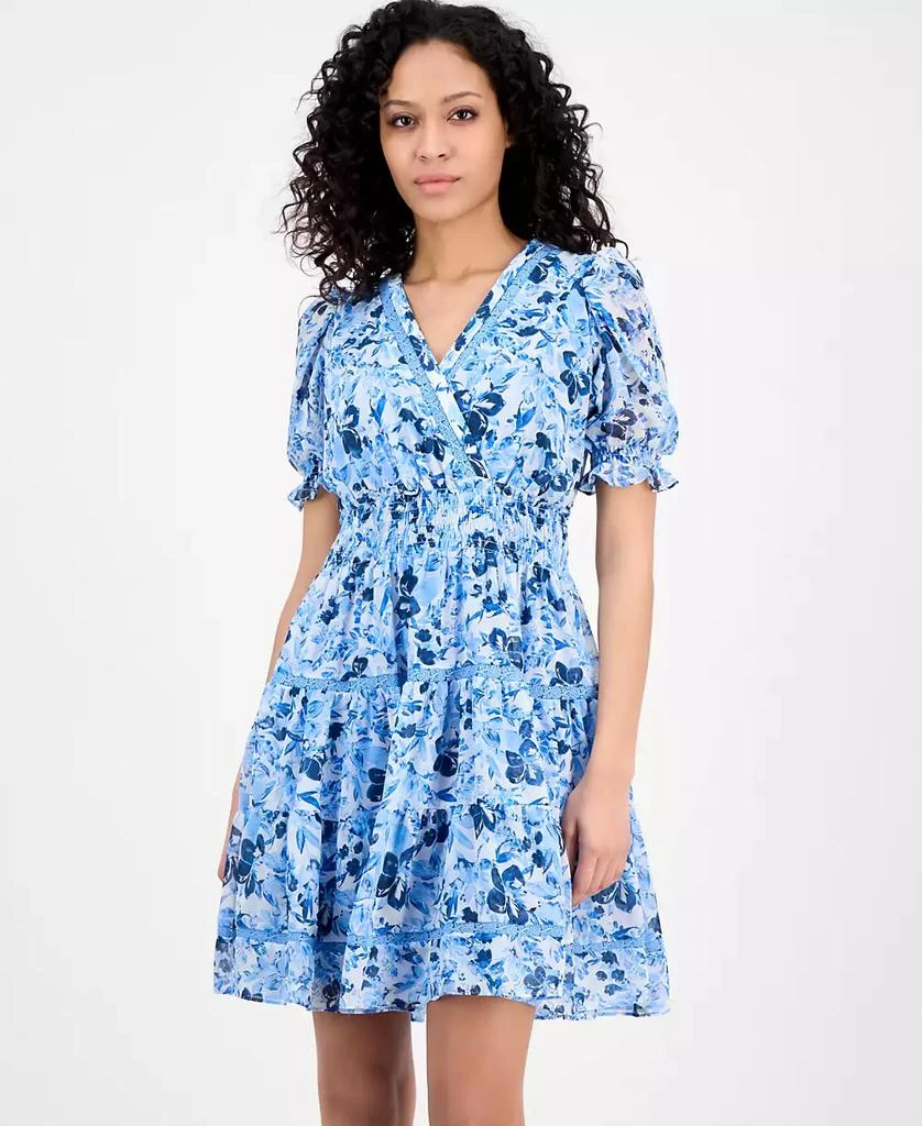 Taylor Women's Printed Smocked-Waist Fit & Flare Dress 2