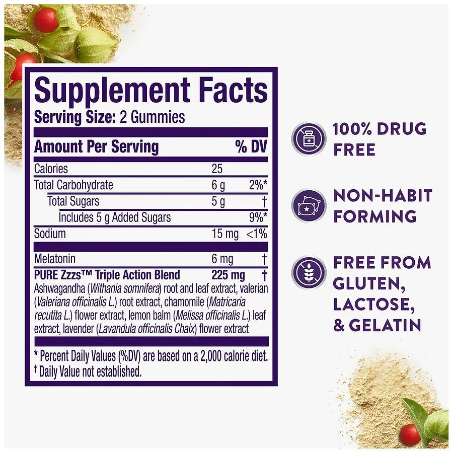 PURE Zzzs Triple Action Melatonin Gummies, Sleep Aid with Ashwagandha for Adults Blackberry Vanilla 7