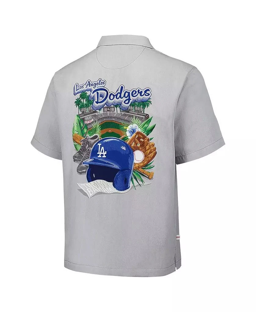 Tommy Bahama Men's Gray Los Angeles Dodgers Hit and Run Silk Camp Button-Up Shirt 3