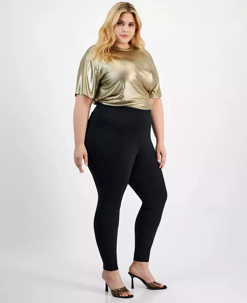 Bar III Trendy Plus Size High-Rise Seam-Front Leggings, Created for Macy's 3