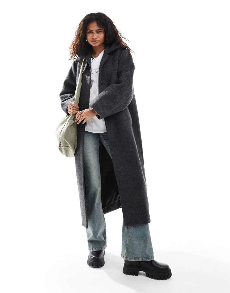 Weekday Weekday Gate wool blend car coat in dark grey 1
