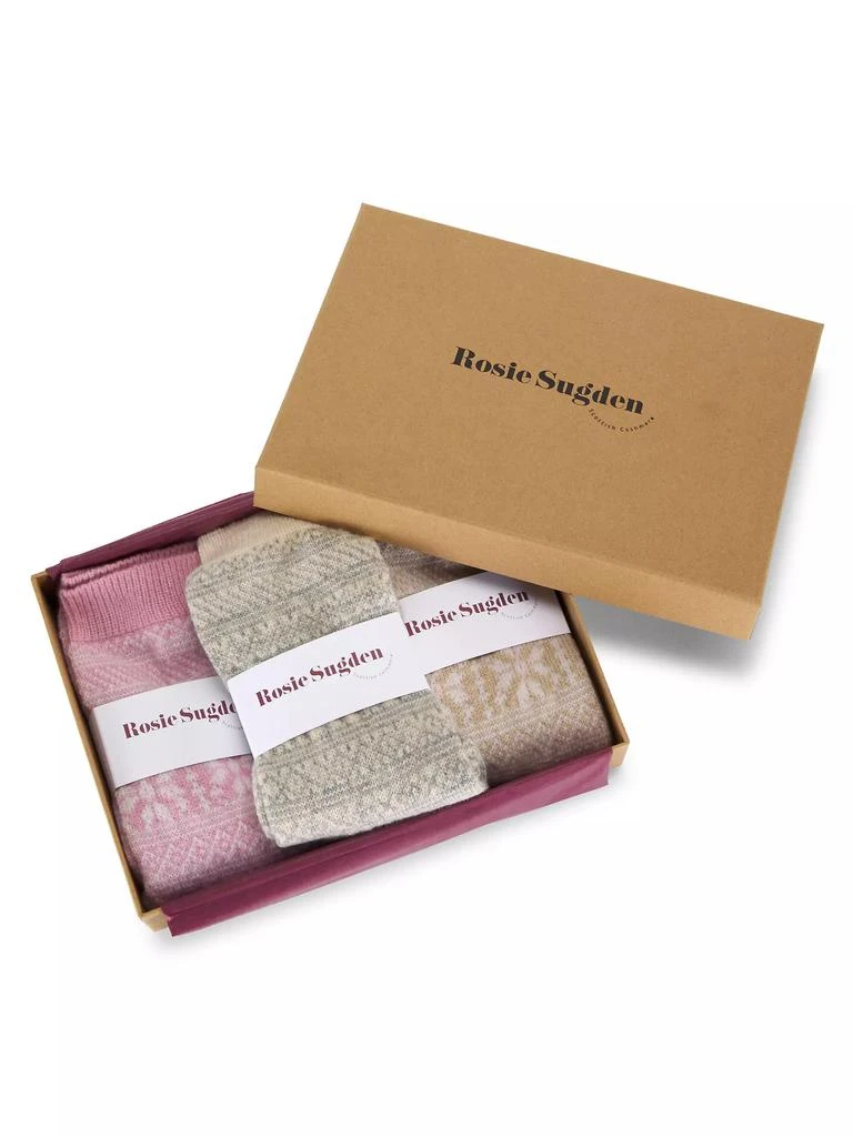 Rosie Sugden 3-Pack Snowflake Cashmere-Blend Crew Socks 2