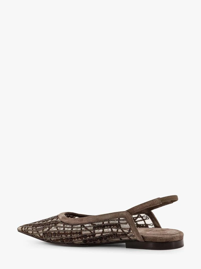 Brunello Cucinelli Glistening abstract embroidery suede flats slingback 3