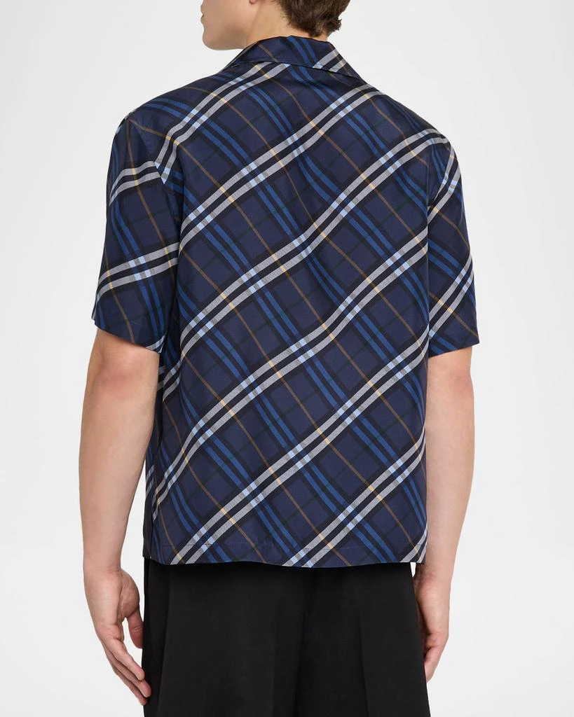 Burberry Men
s Diagonal Check Short-Sleeve Shirt 3