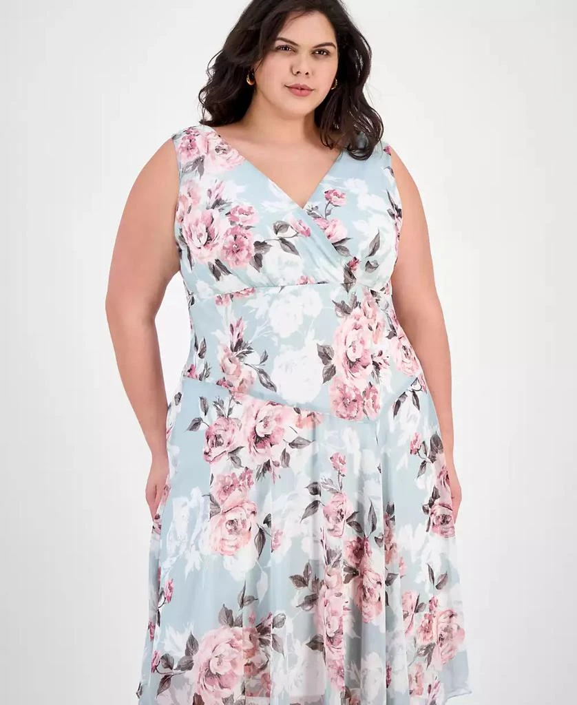 Connected Plus Size Floral-Print Chiffon Midi Dress 2