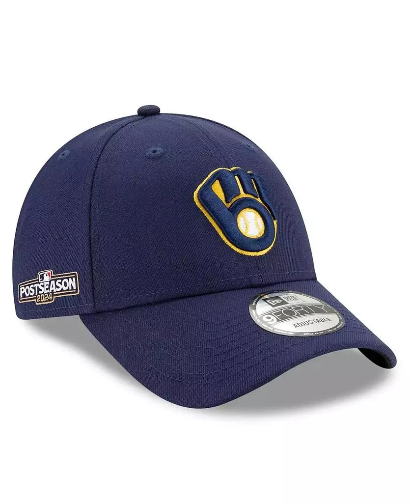 New Era Men's Navy Milwaukee Brewers 2024 MLB Postseason Side Patch 9FORTY Adjustable Hat 1