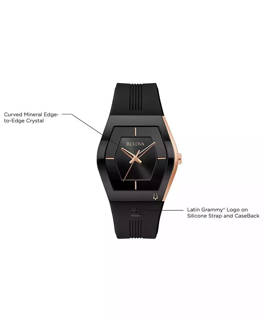 Bulova Men's Latin Grammy Black Silicone Strap Watch 40.5mm 5