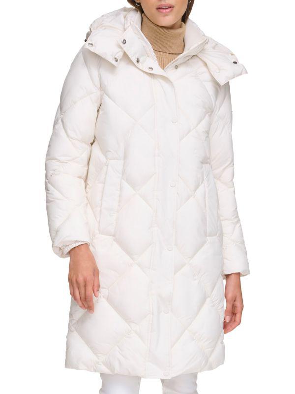 DKNY Diamond Quilted & Hooded Puffer Coat