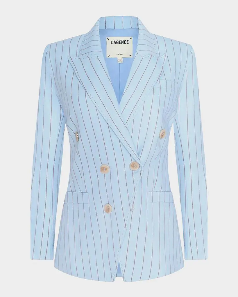 L'Agence Kyomi Pinstripe Double-Breasted Blazer