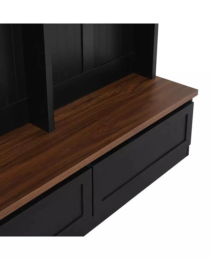 Streamdale Furniture Streamdale Farmhouse 4-in-1 Hall Tree - Mudroom Coat Rack Bench with Drawers, Black 7