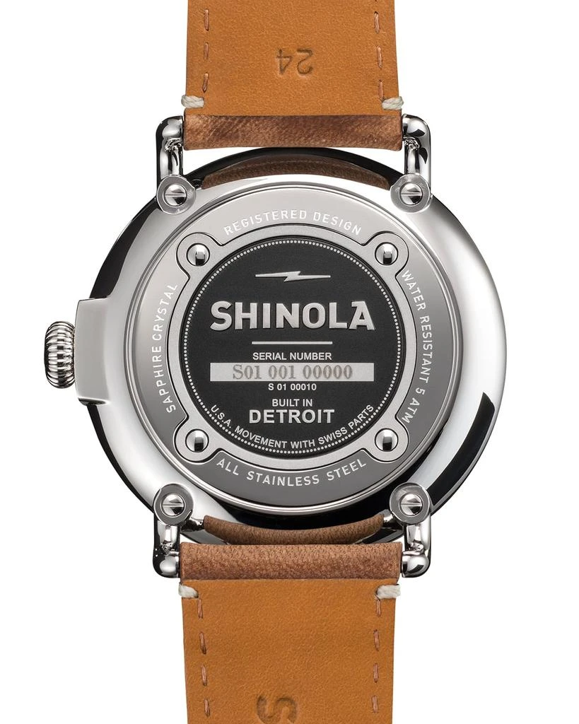 Shinola Men's 47mm Runwell Men's Watch, White/Brown 3