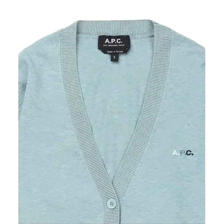 A.P.C. Light Blue Knit Cardigan with V-Neckline 3
