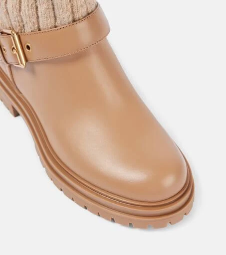 Gianvito Rossi Thurso leather-trimmed sock boots 5