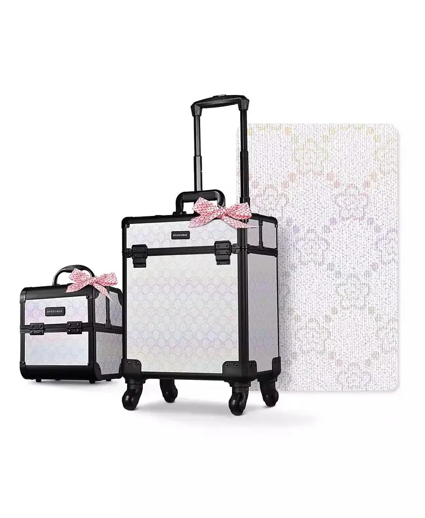 Byootique 2-Piece Makeup Train Case Cosmetic Organizer Kit Pure ForgetMeNot