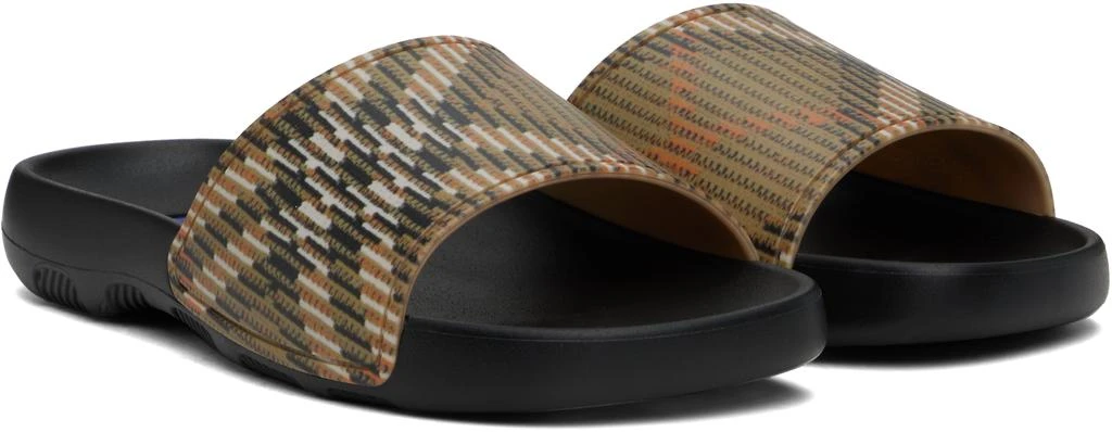 Burberry Beige & Black Check Dive Pool Slides 4