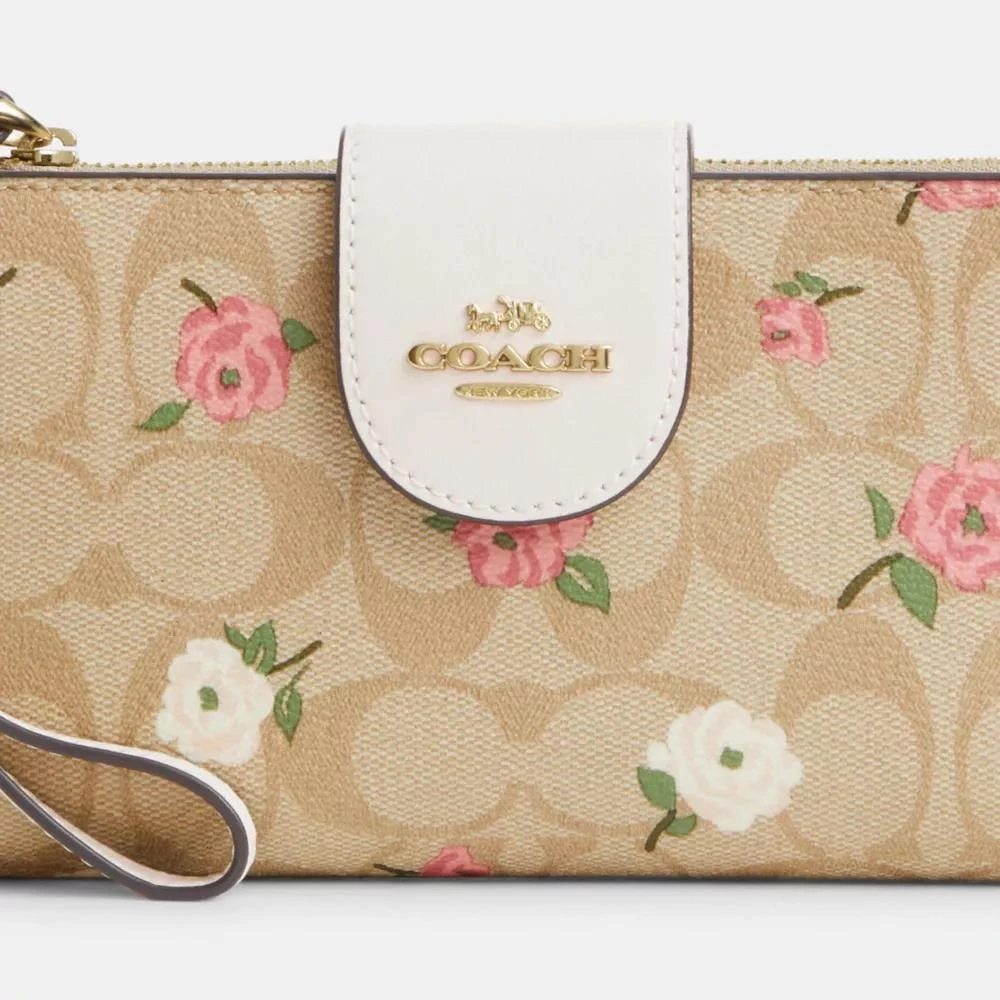 Coach Phone Wallet In Signature Canvas With Floral Print 3