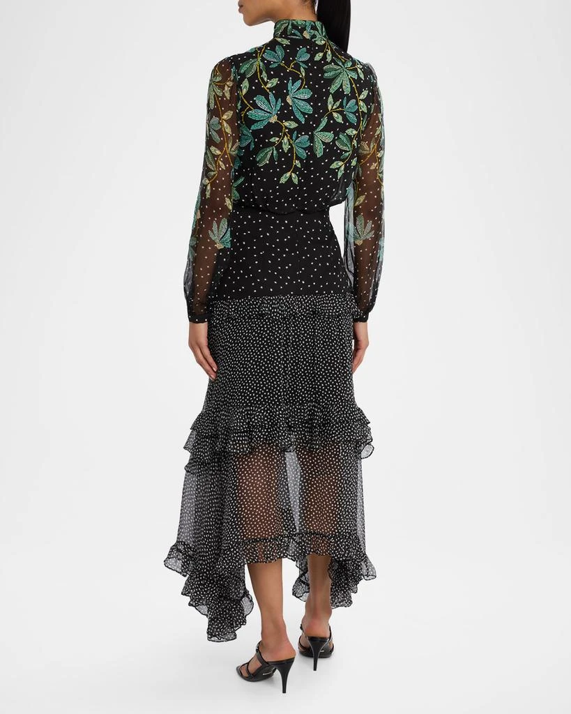 Saloni Jolie-C Floral Silk Tiered-Ruffle Midi Dress 3