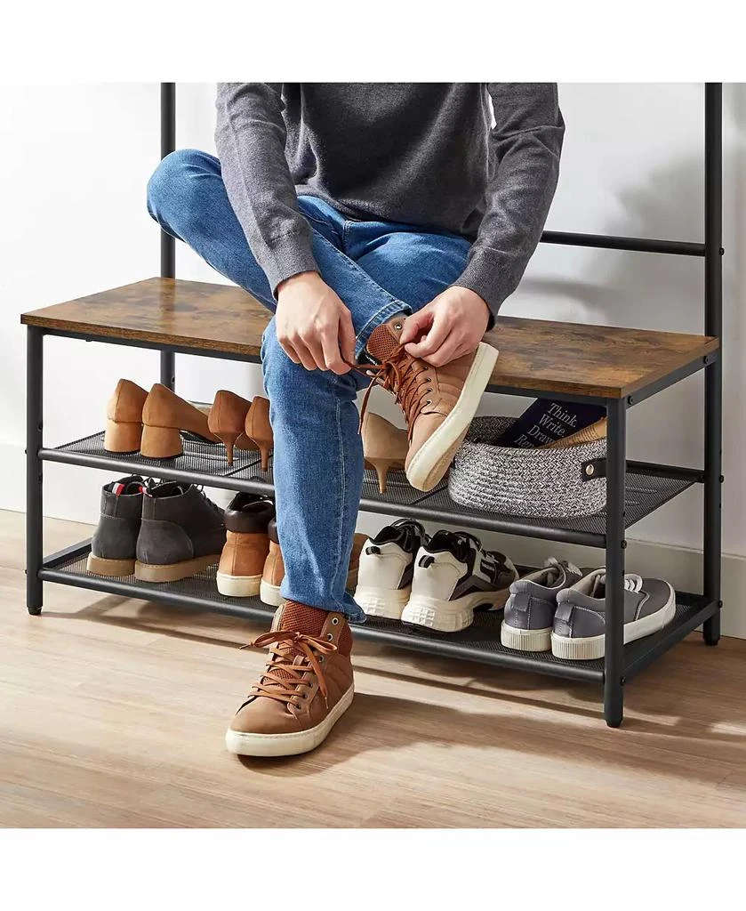 SONGMICS HOME Entryway Industrial Style Coat Rack with Shoe Storage 5