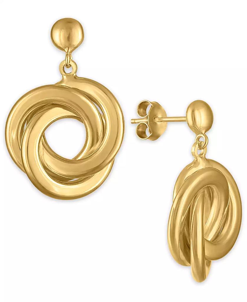 Macy's Polished Love Knot Drop Earrings in 14k Yellow Gold Over Sterling Silver