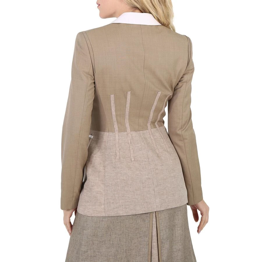 Burberry Ladies Pecan Melange Tape Detail Mix Media Blazer 3