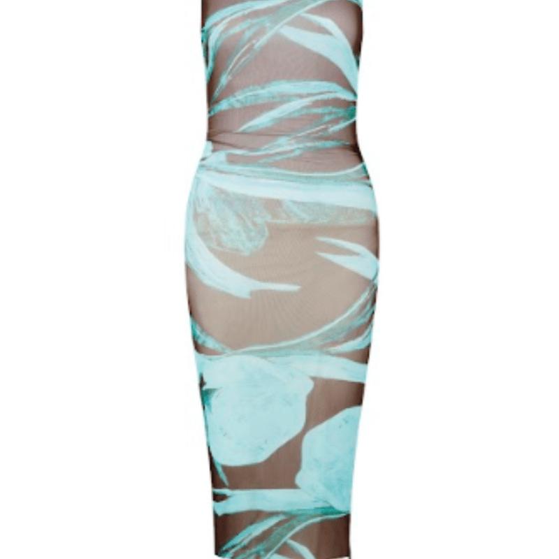 LOUISA BALLOU Heatwave Dress Turquoise Flower