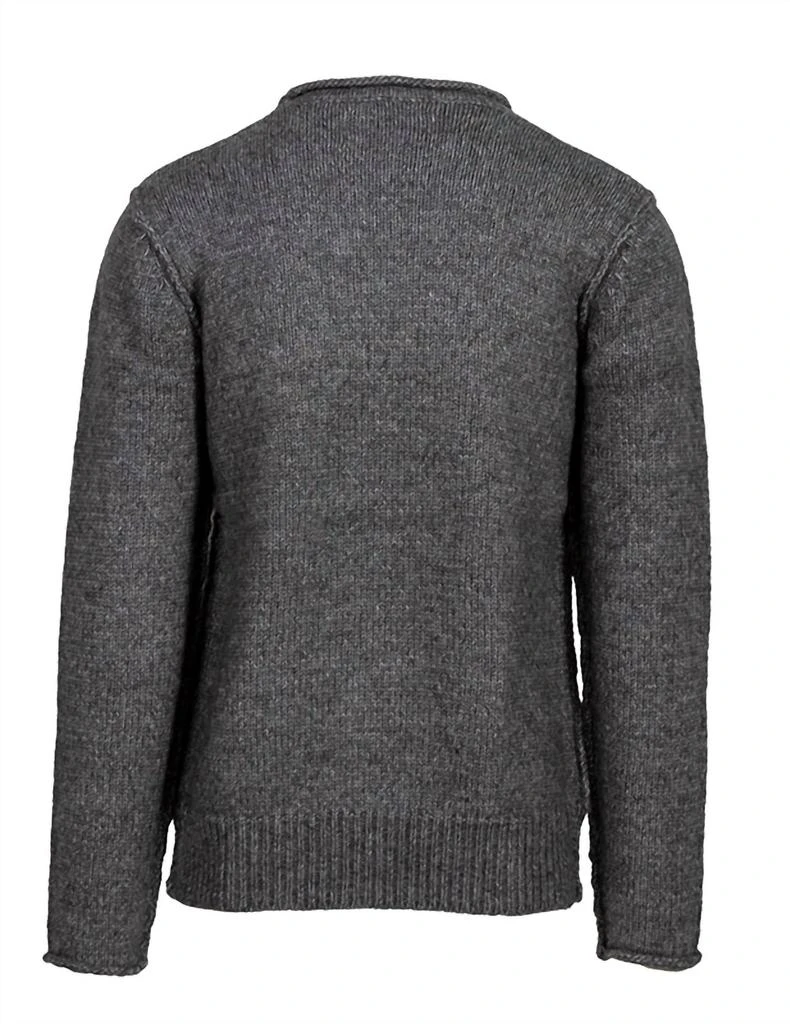 Schott Rolled Edge Crewneck Sweater In Charcoal 4