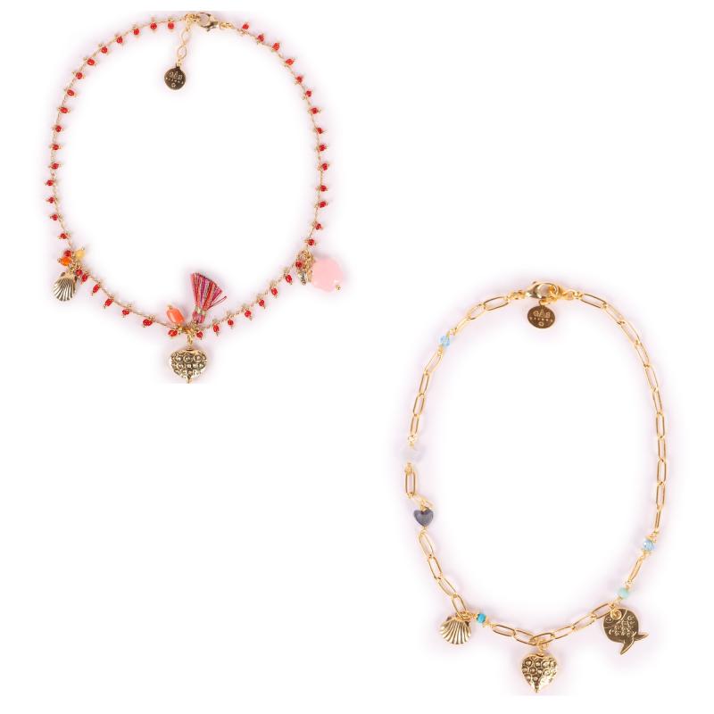 GAS Bijoux Gipsy charms beads and tassels golden necklace set