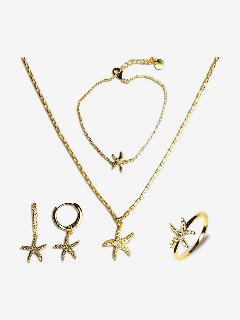 Secret Spoils Secret Spoils Girls 5 Piece Starfish Jewellery Set in Gold (40cm)