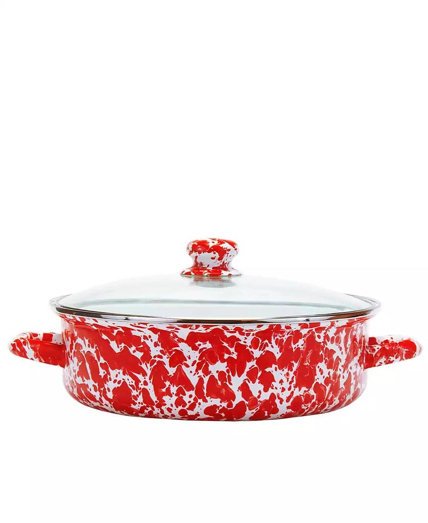Golden Rabbit Red Swirl Enamelware Collection 5 Quart Saute Pan 1