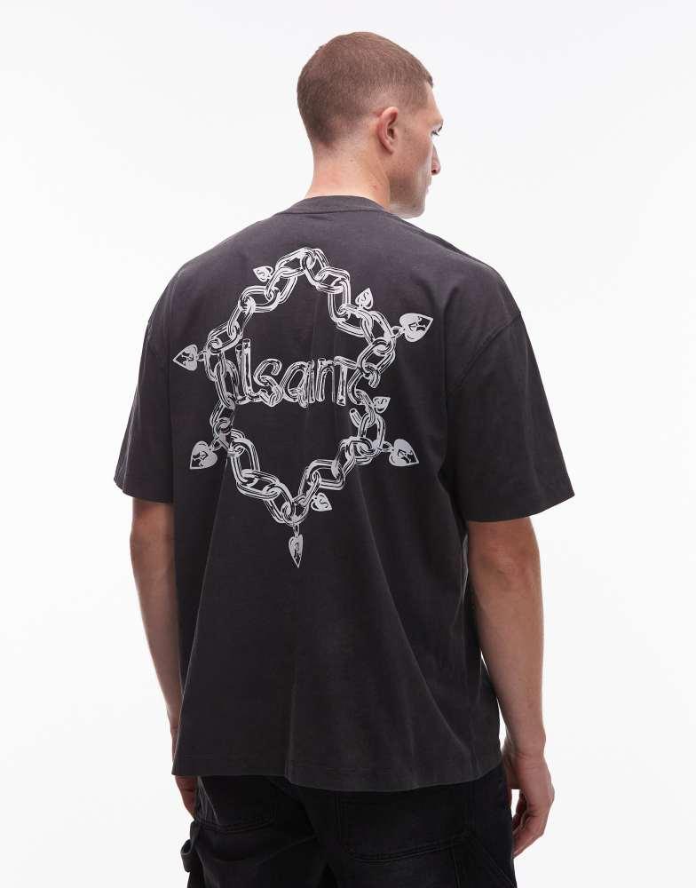 ALL SAINTS Allsaints Drip graphic t-shirt in washed black - BLACK