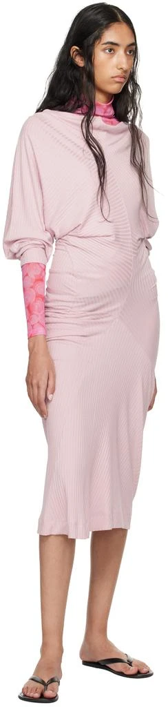 Dries Van Noten Pink Ribbed Midi Dress 4